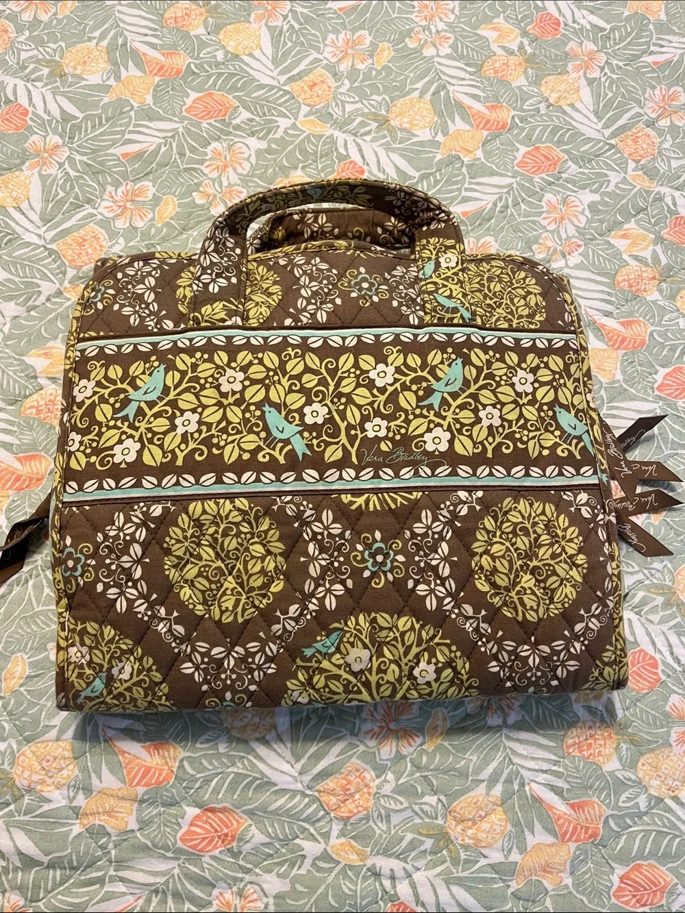 Vera Bradley hanging cosmetic bag turquoise birds